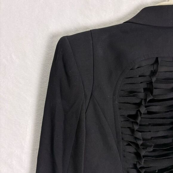 BCBGMAXAZRIA Black Slit Back Wool Blend Blazer Jacket Women's XXS - Picture 9 of 12